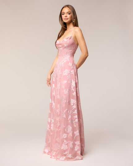 Vivienne Floral Brocade Lace-Up Dress
