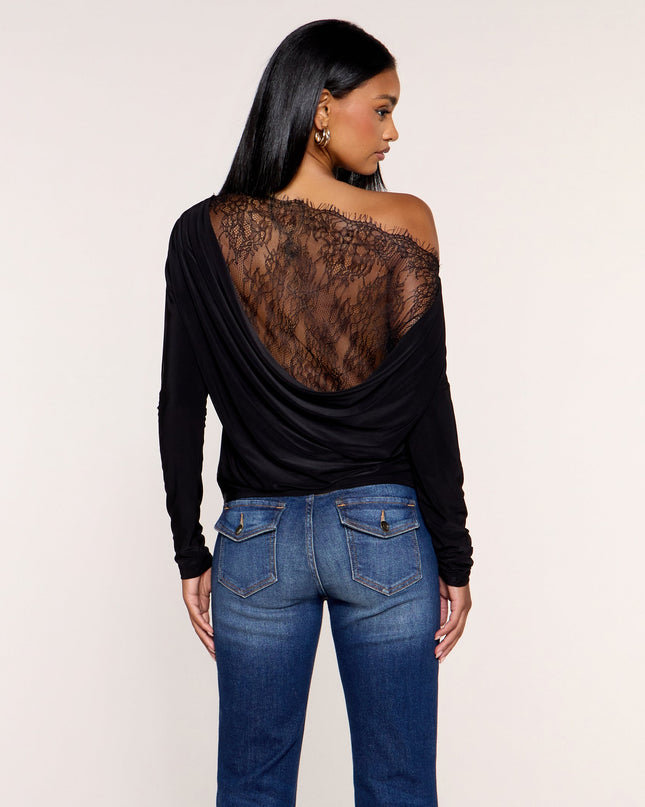 Second Look Lace Back Knit Long Sleeve Top