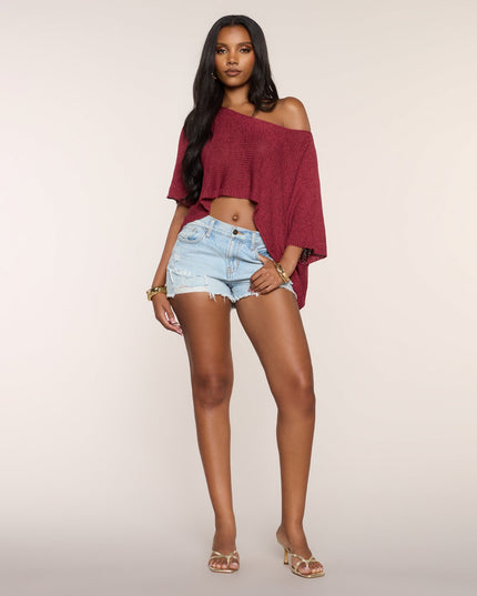 So Breezy Off-Shoulder Poncho Top