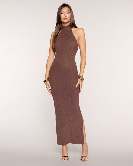 Sleek Intent Mock Neck Side Slit Maxi Dress