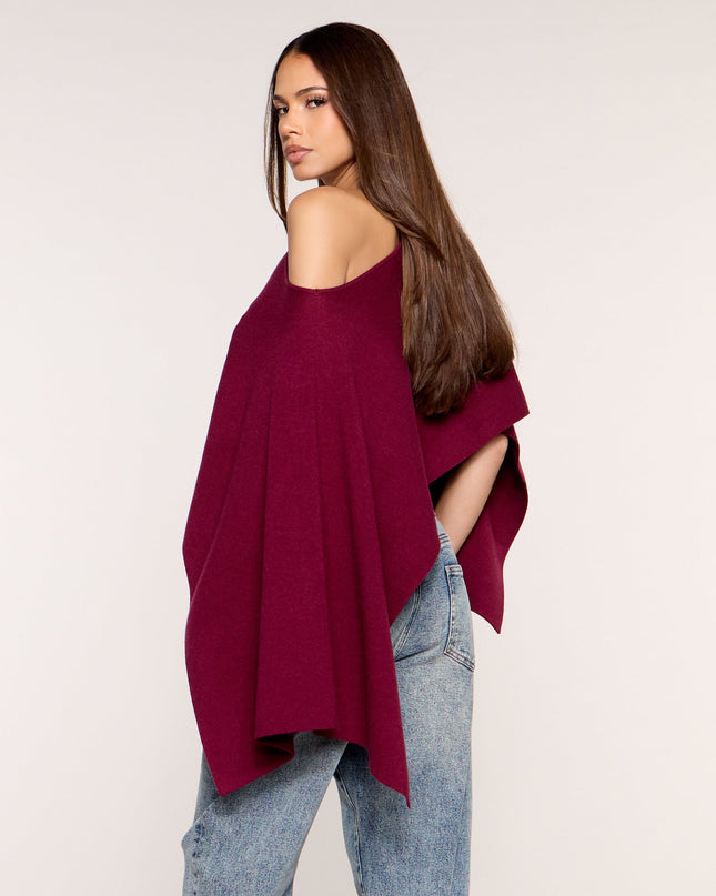 Side Note Cropped Asymmetric Poncho Top