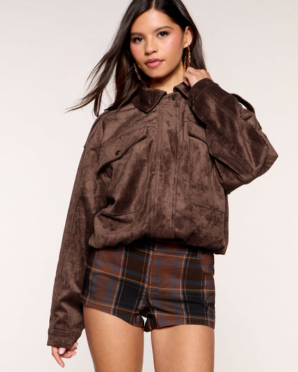Fall for This Faux Suede Bomber Jacket