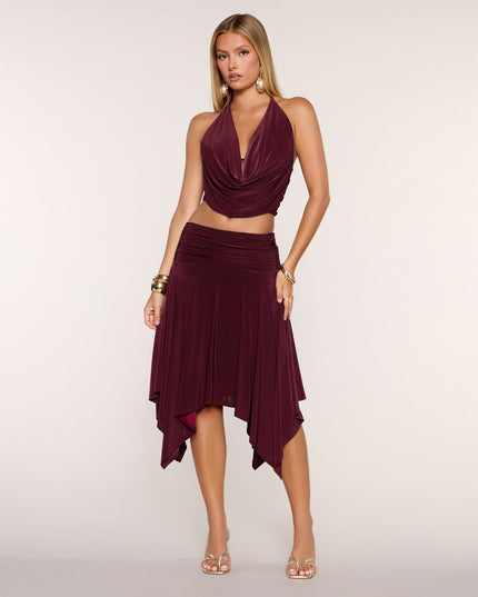 Trendy Moves Hanky Hem Midi Skirt