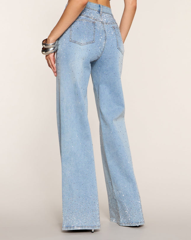 Catch the Flash Rhinestone Wide Leg Jeans