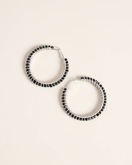 Midnight Circuit Rhinestone Statement Hoop Earrings