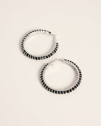 Midnight Circuit Rhinestone Statement Hoop Earrings