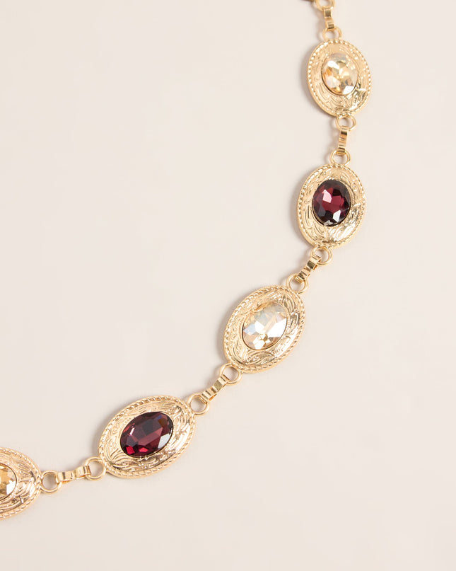 Gem Theory Rhinestone Concho Chain Belt