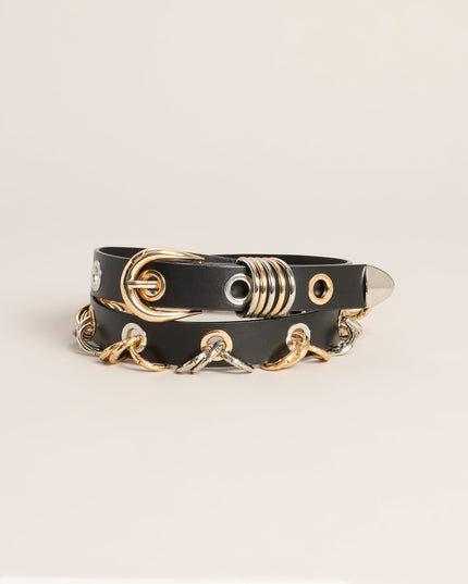 Hardware Remix Two-Tone Grommet Ring Belt