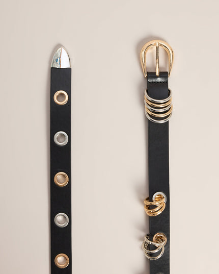 Hardware Remix Two-Tone Grommet Ring Belt