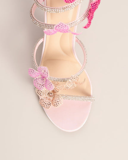 Glitzy Rhinestone Flower Spiral Stiletto Heels