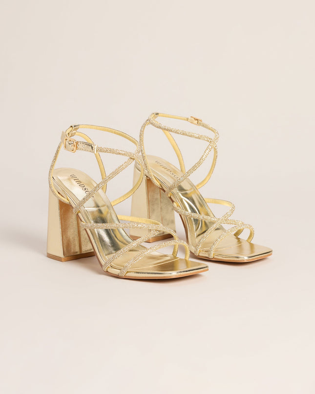 Glam Agenda Rhinestone Block Heels